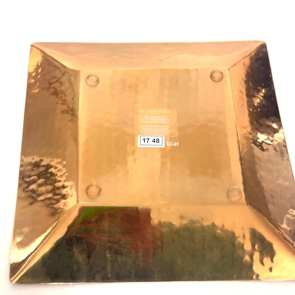 Pottery Barn Gold Hammered Square Tray - Picture 3 of 5